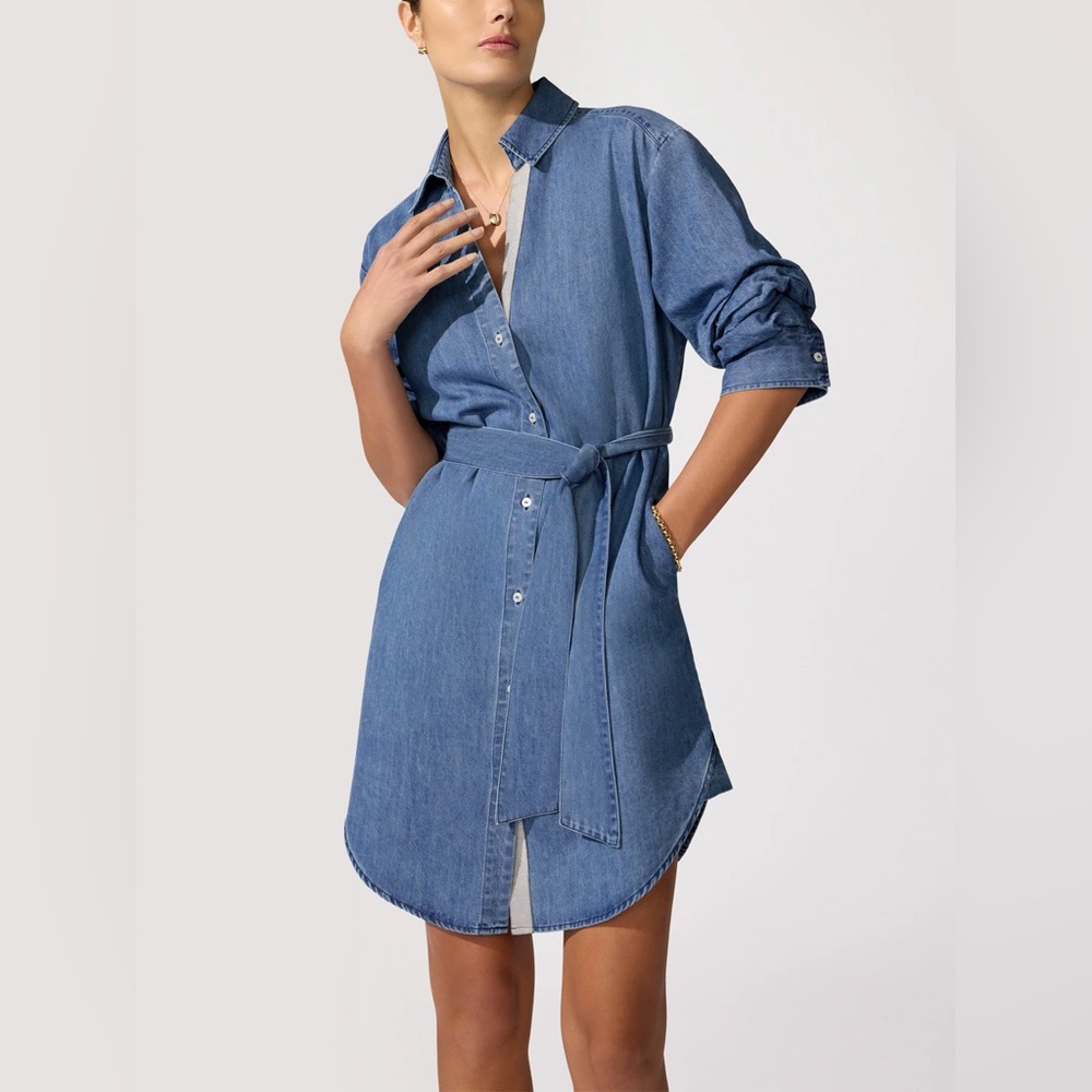 NWT Brochu Walker The Pia Denim Dress Atlantic Wash XS Button Up Shirtdress